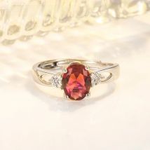 Classic Ring 925 Silver Jewelry with Oval Ruby Zircon Gemstone Open Finger Rings for Women Wedding Party Promise Gift Ornaments