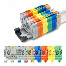 10Pcs PT 2.5 Push-in Terminal 2.5mm² Cable Electrical Connector DIN Rail Terminal Block Feed-Through Strip Plug PT2.5 PT-2.5