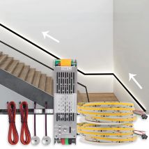 24V 400W 2in1 Stair Light Controller Kit 5M 10M 15M COB Running Water Flow Strips PIR Motion Sensor Staircase Lighting Controler