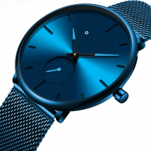 CRRJU New Watches Mens 2019 Man Fashion Simple Stainless Steel Blue Thin Watch For Men Luxury Casual Waterproof Quartz Clock