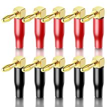 10PCS(5 Pairs)HIFI 24K Gold plated  banana connector 90 degree banana plug