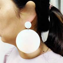 KUGUYS Classic White Red Black Round Circle Drop Earring for Women Acrylic Geometric Fashion Simple Large Jewelry Accessories