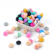 12MM 100pcs/lot Silicone lentil Beads Silicone BPA Free DIY Charms Newborn Nursing Accessory Teething Necklace Teething Toy
