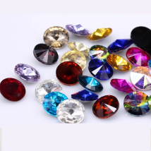 Fantastic 6/8/10/12/14/16/18/25MM Rivoli Cabochons Round Fancy Rhinestone Crystal For Applique Clothing Garment Decoration Bead