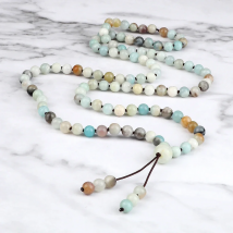Natural Stone Necklaces Women Men 6mm Amazonite 108  Beads Mala Knotted Necklace Wrap Bracelets Fashion Meditation Yoga Jewelry