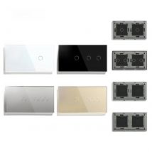Bseed 157mm 1 Gang 2 Gang Glass Panel Only White Black Gold Grey Color EU Standard Pearl Crystal Glass