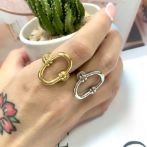 New Design 18 K Oval Hollow Ring Gold Color Stainless Steel Curve Finger Rings For Women Fashion Jewelry Party Gifts Wholesale