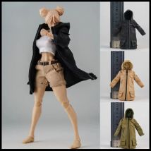 In Stock 1/12 Scale Female Zipper Long Hooded Windbreaker Clothes Model Fit 6'' Romankey Soldier Action Figure Body Dolls
