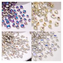 50Pcs Unique Shape Purple Drill Decor Glass Drill for Nail Art Transparent Purple Drill for Trendy Nail Charms