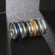 Letdiffery 4 Color Cool Stainless Steel Rotatable Men Ring High Quality Spinner Chain Punk Women Jewelry for Party Gift