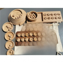 Wooden Montessori Toys Walnut Frame Counting Board Pyramid Tray Digital Numbers Felt  Balls  for Kids Early Learning