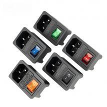 With 10A Fuse! Red Rocker Switch Fused IEC320 C14 Inlet Power Socket Fuse Switch Connector Plug Connector Red Green Blue Black