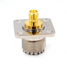1x UHF Female PL259 SO239 To SMA Femal 4 Hole Flange Panel Mount Coaxial Connector  Adapters