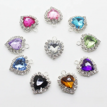 SKYE CIEL 10pcs 18*18mm heart shape with ring Diy jewelry Accessories Rhinestone Acrylic Pendant decoration Crafts
