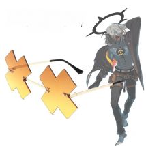 Game Guilty Gear Happy Chaos Cosplay Unisex Glasses Alloy Frame Golden Gradient Sunglasses Eyewear Halloween Carnival Prop
