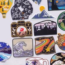 1-5 PCS Waves And Mountains Applique Iron On Patches For Clothing Stickers DIY Outdoor Adventure Embroidered Patches On Clothes