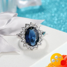 Charm Rings Silver 925 Jewelry Oval shape Sapphire Zircon Gemstone Finger Ring Ornaments for Women Wedding Engagement Party Gift