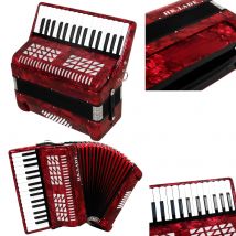 HK·LADE AH-80 Red Bayan Accordion 32 Key 32 Bass Professional Accordion Sheepskin Bellows Accordion with Storage Strap Parts