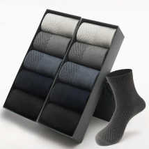 10Pairs/Lot Men's Bamboo Fiber Socks Long Black Business Soft Breathable New High Quality  Autumn for Male Socks Plus Size 39-48