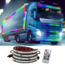 DRL LED Truck Light Strips Warning Light RGB Colorful Flexible Streamer 1M 1.5M 2M LIght Bar Atmosphere Lamp with Remote 24V