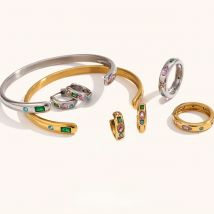 La. Muses Luxury Sparkling Geometric Droplet Cubic Zirconia Stainless steel Women's Jewelry Fashion Set Waterproof Jewelry Gifts