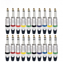 1 pc MONO/Stereo Jack 6.35mm Wire connector Audio Speaker Amplifier Microphone TS TRS Plug   6.35mm Nickel Plated