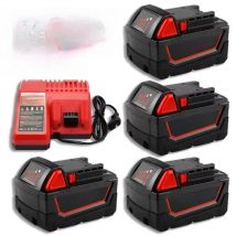 For Milwaukee M18 Power Tool Battery, Charger, BR, XC, 18V, 6000mAh M18B5, 48-11-1860, Built-in 18650 Battery 2025