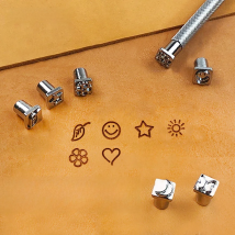 OWDEN 9Pcs Leather Pattern Stamping Tool Set Metal DIY Manual Art Printing Stamps