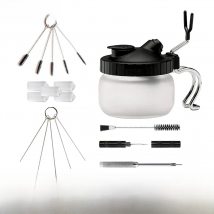 SAGUD Airbrush Cleaning Kit Clean Pot Jar with Holder and Cleaning Brushes/Needles Double–Ended Brush AirBrush Protection Covers
