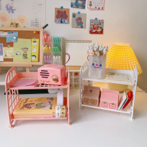 SKYSONIC Double Fold  Storage Shelf Cosmetics And Jewelry Storage Organizer Desktop Office Household Holder School Stationery