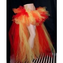 High Low Flames Long Tulle Skirt Formal Bustle Cosplay Costume Floor Length Hi Lo Maxi TuTu Skirts Adult Saia Longa Faldas
