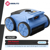 Seauto SAT20 Pool-Staubsauger, 150 Minuten läuft bis zu 2000 Quadratfuß, 45.000 Pa, leistungsstarke Saugkraft, Wandklettern für oberirdische Pools