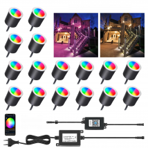 DC12V RGB WIFI LED Recessed Spot Ligths IP67 Outdoor Inground Colorful Lamps for Yard Garden Deck Scenery Pathway Stairs Patio
