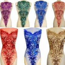 Red/blue/gold/purple/pink/green Sequin embroidery lace patches mesh applique for clothes accessoryy