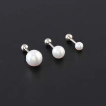 Alisouy 2 pieces 4/6/8mm Steel titanium Steel Pearl Ball Screw women stud Earrings Simple beauty screw-back earrings for women