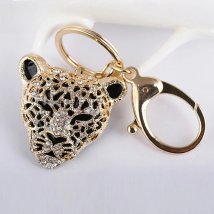 2024 Fashion Crystal Leopard head Rhinestone Tiger Keychain Women's bags Decoration Pendants Accessories Car keyrings Jewelry