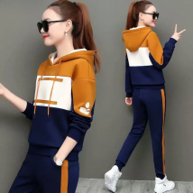 Casual Sportswear Suit Women's Spring and Autumn 2022 New Korean Style Loose Hooded Top Fashion Age Reducing Two-piece Set