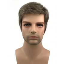 StrongBeauty Natural Men's Short Brown mix Silver Natural Synthetic Full Wig