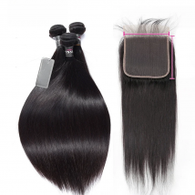 YYong Straight Hair Bundles With 6x6 Lace Closure Remy Brazilian Human Hair Weave Bundles With Closure Hair Extension