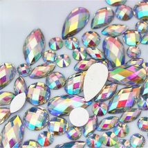 Micui 100PCS Multiple Shape AB Clear Resin Rhinestone Flatback Gems Strass Crystal Stones For Dress Crafts Decorations MC738