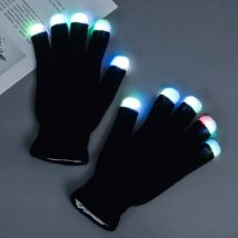 LED Rave Gloves for Show, Finger Lighting, Flashing Glow Mittens, 7 Colors