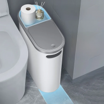 10L Bathroom Trash Can, Household Creative Gap Waste Bin, Press Type Garbage Can with Lid, Simple Paper Basket Kitchen Trash Can