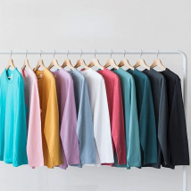 Spring Autumn Women T-shirts Long Sleeve 100% Cotton Solid Casual Harajuku Bottoming Shirt Korean Solid O-neck Couple tshirt