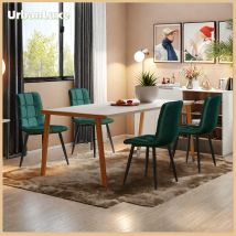 UrbanLuxe Sedie da pranzo (set da 4), struttura in metallo, sedie imbottite con schienale, Sedie da cucina, Velluto, Verde