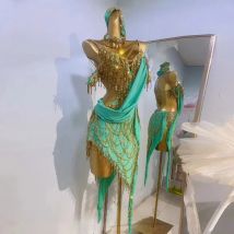 Latin Dance Performance Wear for Women High-end Customized Luxury Rhinestone Tassel Dress Tango Samba Rumba Competition Costume