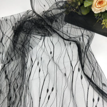 1Yard 150cm wide black white mesh fabric Jacquard Tulle Fabric Cloth High Quality Bridal Dress Wedding Decoration Fabric