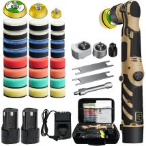 Mini lucidatrice per auto senza fili 12V che dettagli lucidatrice per auto senza fili Kit di tamponi da 1/1,5/2 pollici per ceratura automatica, velocità regolabile