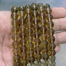 Natural Stone Smooth Brown Crystal Quartz Beads Round Loose Beads For Jewelry DIY Making Bracelet Accessories 15'' 4/6/8/10/12mm