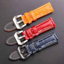 Genuine Leather Watchbands Black Brown Red Blue Green Orange Women Men Watch Strap For PAM Accessories 20mm 22mm 24mm