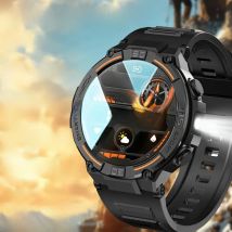 Military Smart Watch Men 360*360 HD Screen Flashlight Health Monitoring Waterproof Heart Rate BT Call Smartwatch For Android IOS
